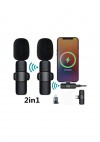 K9 Lightning  Iphone Ve Type C Uyumlu ikili Kablosuz Yaka Mikrofonu