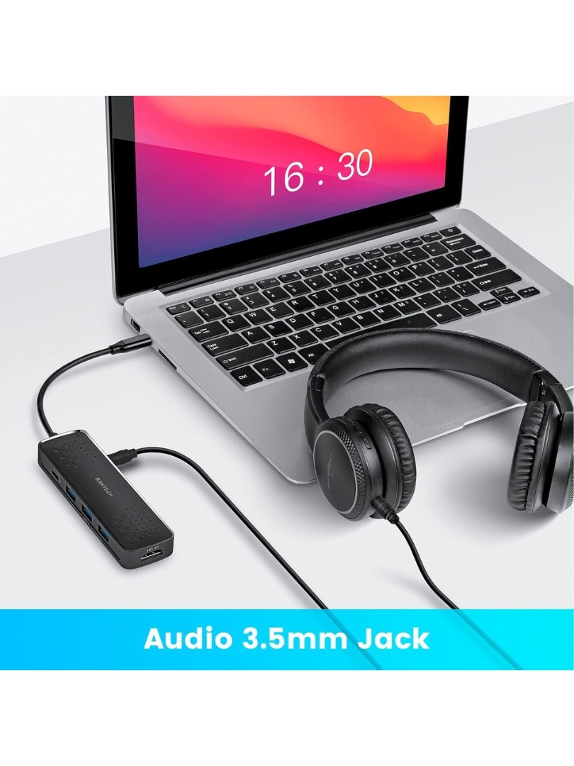 RSHTECH Macbook 6 In 1 Type C Hub 4K Hdmı USB 3.0 Pd 100W 3.5mm Audıo Port
