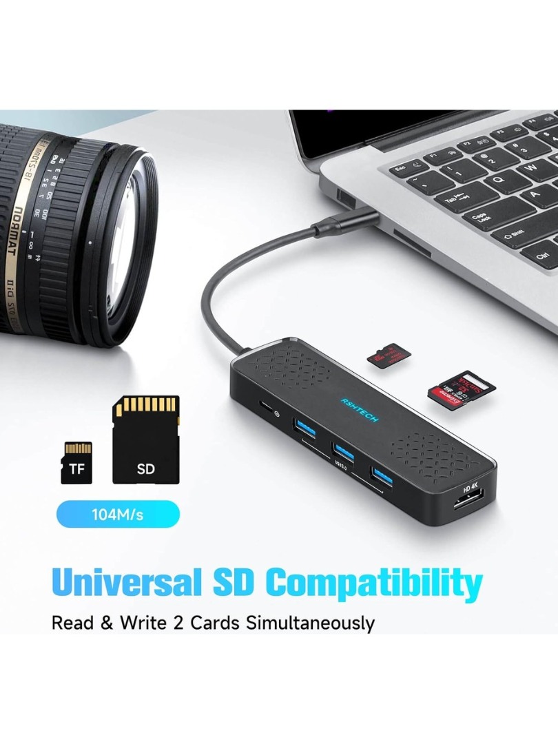 RSHTECH Macbook Ipad Uyumlu Alüminyum 7 In 1 Type C 3.1 Hub 4K@60Hz Hdmı USB 3.0pd 100W Sd/tf RSHTECH Macbook Ipad Uyumlu Alüminyum 7 In 1 Type C 3.1 Hub 4K@60Hz Hdmı USB 3.0pd 100W Sd/tf