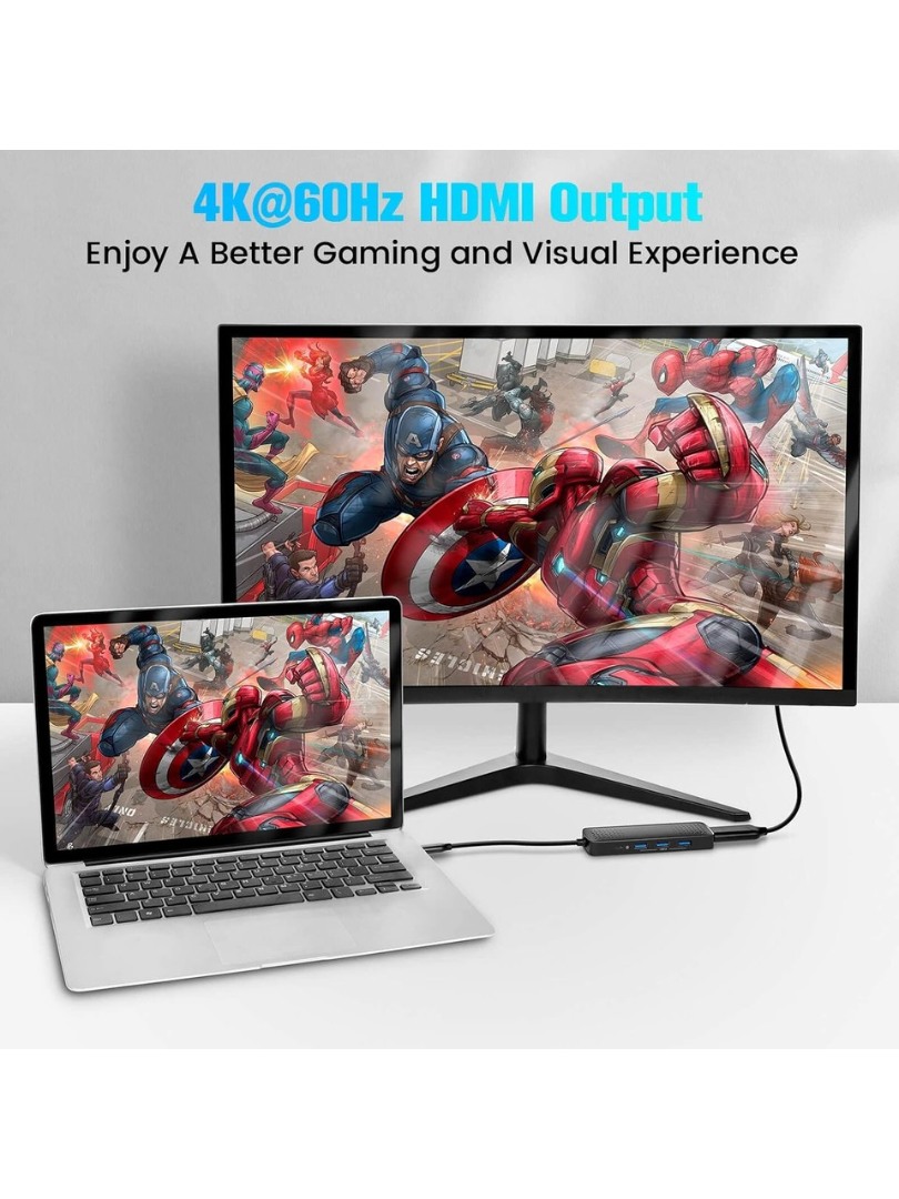 RSHTECH Macbook Ipad Uyumlu Alüminyum 7 In 1 Type C 3.1 Hub 4K@60Hz Hdmı USB 3.0pd 100W Sd/tf