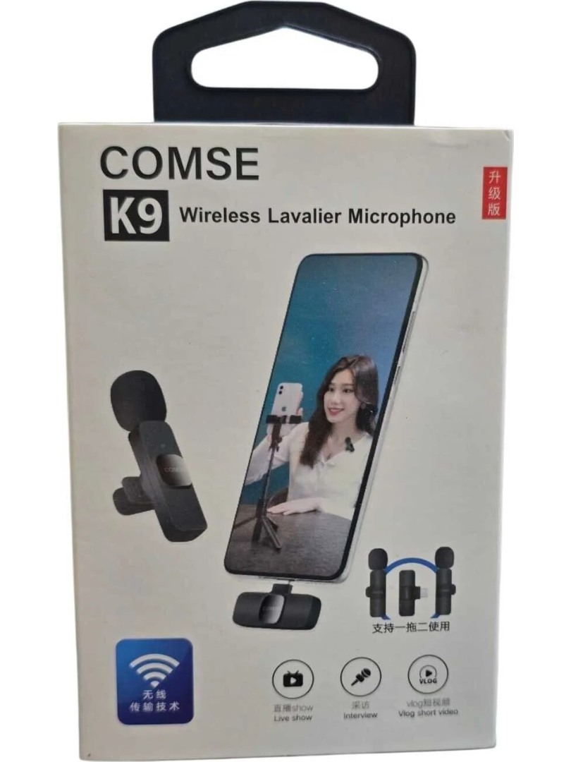 K9 Lightning  Iphone Ve Type C Uyumlu ikili Kablosuz Yaka Mikrofonu