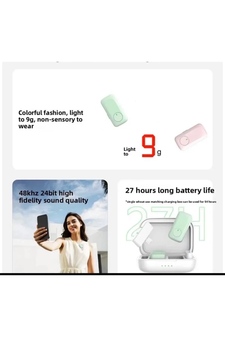 K16 Iphone Ve Type-c Uyumlu Kablosuz Yaka Mikrofonu Göstergeli Led Şarj Kutulu Gürültü Azaltma