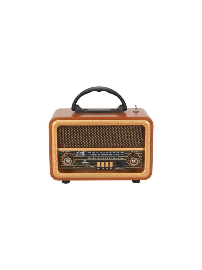 8070 Taşınabilir Nostaljik Fm Radyo Bluetooth + Tf Kart + USB Destekli Ahşap Kasa Radyo
