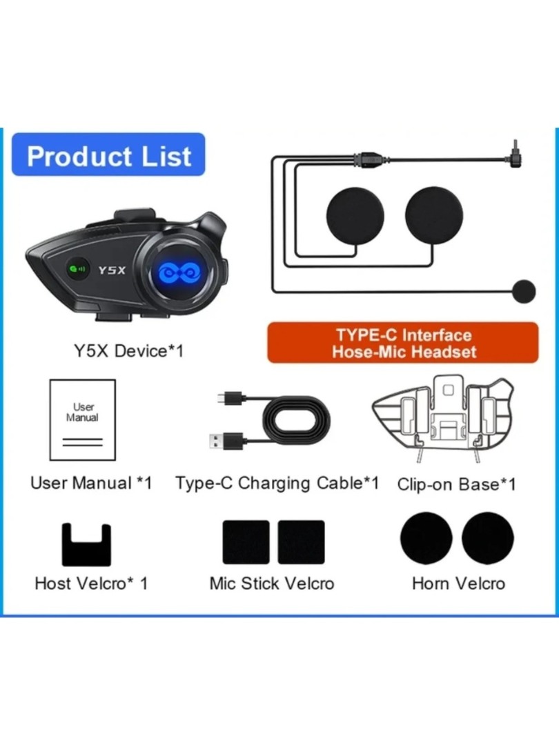 Y5X Motosiklet Kask Bluetooth Intercom Kulaklığı 4 Kişi Bağlantılı Kablosuz Kulaklık