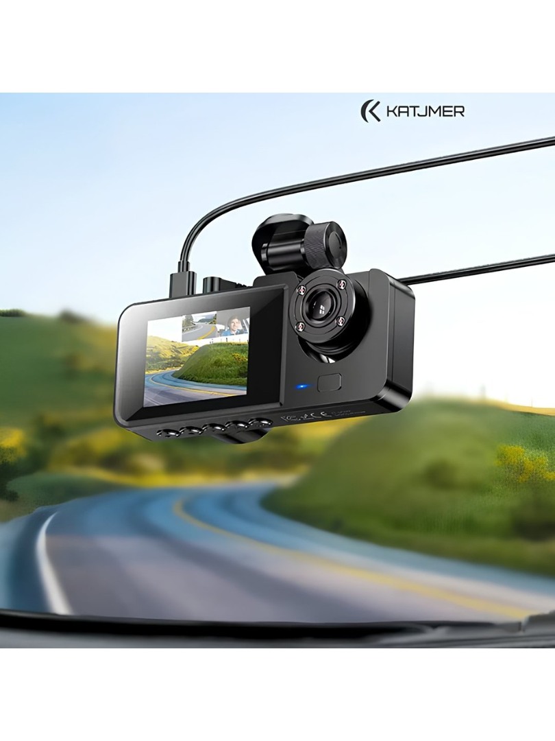 Araç Kamerası Wifi Full Hd 3 Kameralı Araç Içi Güvenlik Kamerası Ön iç Arka Kayıt