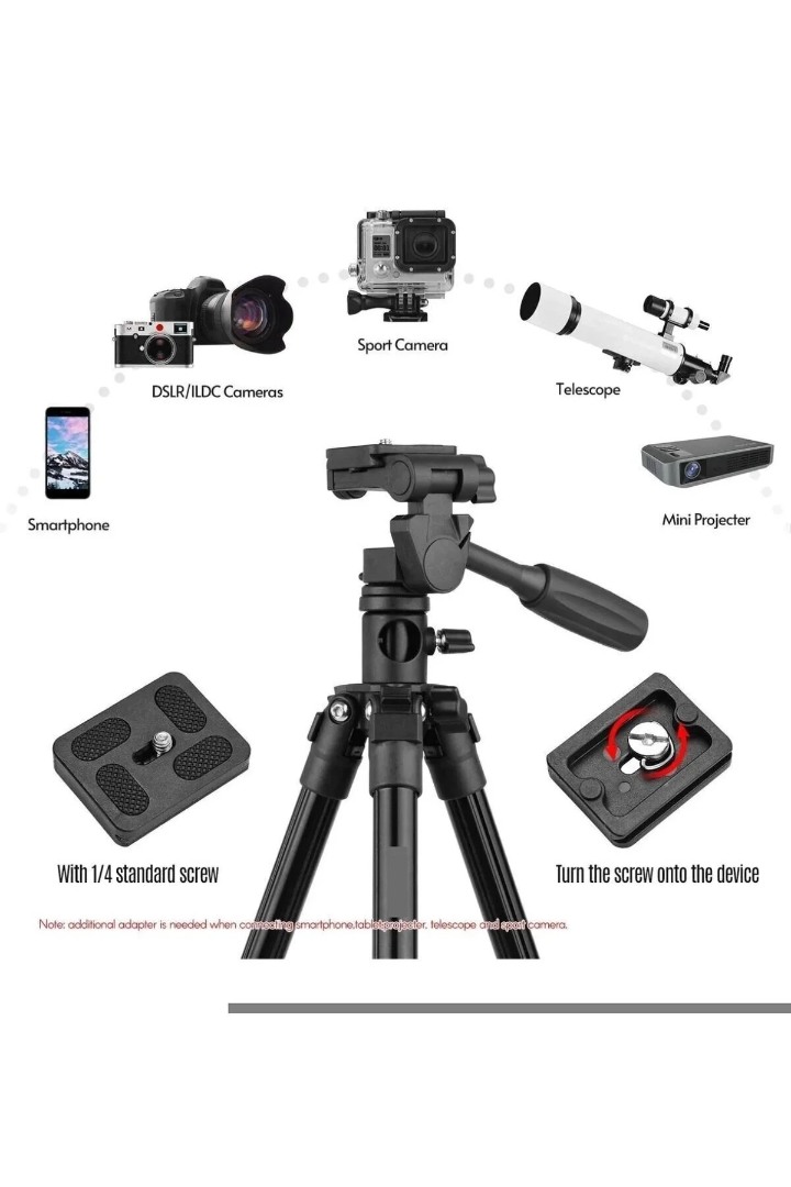 T02 Profesyonel Tripod Çok Fonksiyonlu 360° Döner Başlık Alüminyum Gövde (154 cm) Taşıma Çantalı T02 Profesyonel Tripod Çok Fonksiyonlu 360° Döner Başlık Alüminyum Gövde (154 cm) Taşıma Çantalı