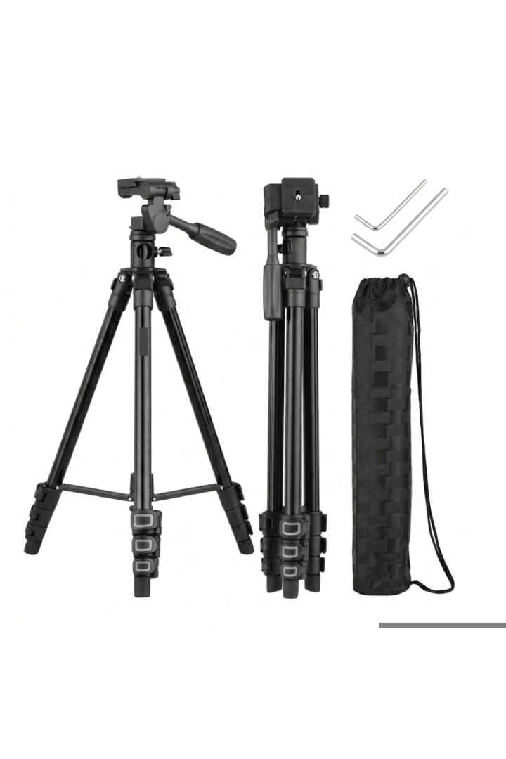 T02 Profesyonel Tripod Çok Fonksiyonlu 360° Döner Başlık Alüminyum Gövde (154 cm) Taşıma Çantalı