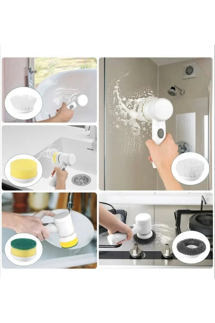 5in1 Fırça Başlıklı Şarjlı Temizleme Fırçası Banyo/Fayans/Zemin Temizleyici 5in1 Fırça Başlıklı Şarjlı Temizleme Fırçası Banyo/Fayans/Zemin Temizleyici