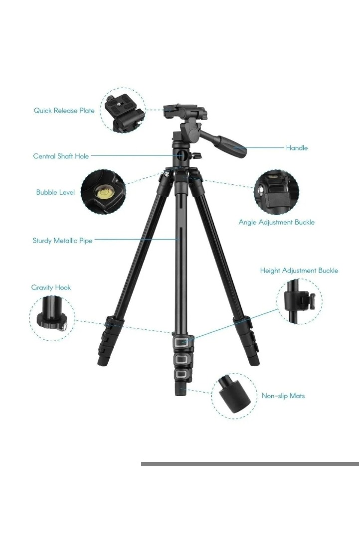 T02 Profesyonel Tripod Çok Fonksiyonlu 360° Döner Başlık Alüminyum Gövde (154 cm) Taşıma Çantalı T02 Profesyonel Tripod Çok Fonksiyonlu 360° Döner Başlık Alüminyum Gövde (154 cm) Taşıma Çantalı