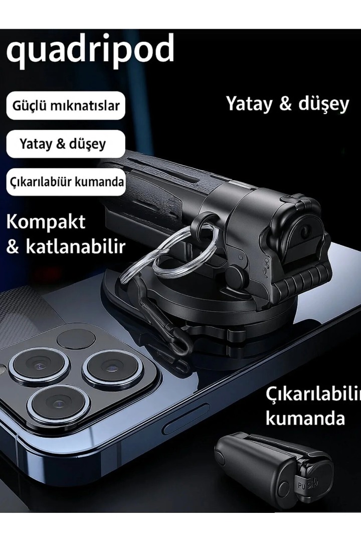 P15 Mini C Magesafe Uyumlu Selfie Çubuğu Tripod Bluetooth Uzaktan Kumandalı 360' Dönebilen Çok Amaçlı Tripod