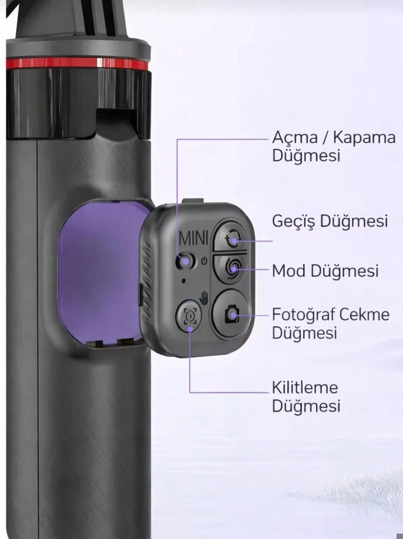 C22 Akıllı Yüz Takip Özellikli Kameralı Kumandalı Canlı Yayın Selfi Çubuğu Gimbal Tripod