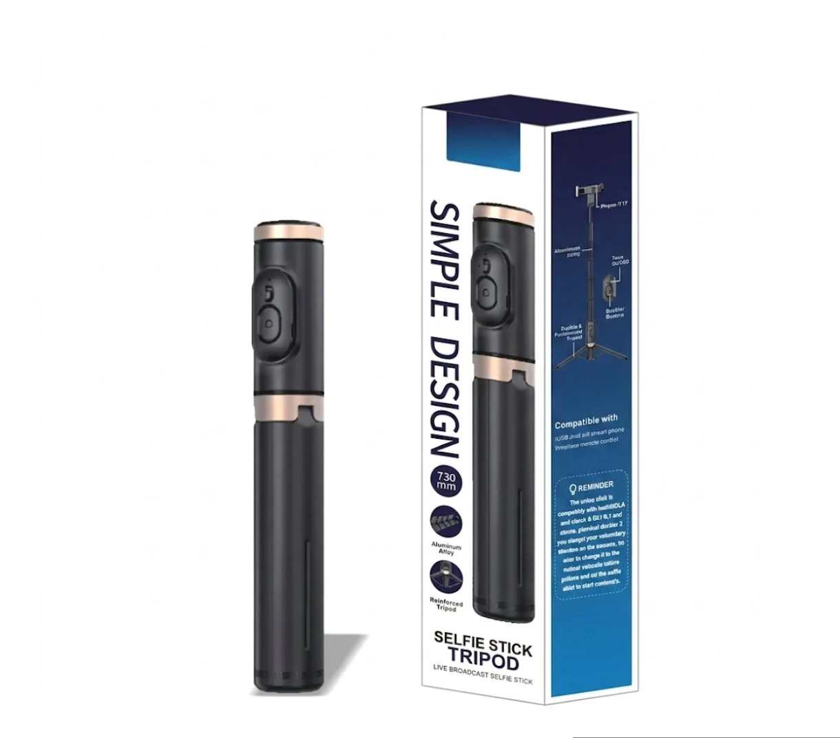 Comse T17 Bluetooth Kumanda Özellikli Ayarlanabilir Uzunluk Stabil Selfi Çubuğu Mini Tripod 73 CM