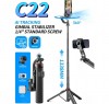 C22 Akıllı Yüz Takip Özellikli Kameralı Kumandalı Canlı Yayın Selfi Çubuğu Gimbal Tripod