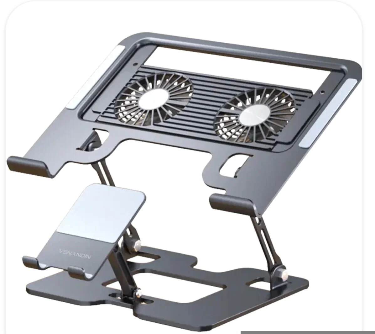 Ayarlanabilir Laptop Standı  Çift Fanlı Sogutucu Premium  Katlanabilir Laptop ve Telefon Tutucu